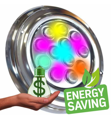 Foco Led Submersíveis  RGB - 36W - DC12V -  IP68 - Aço inoxidável