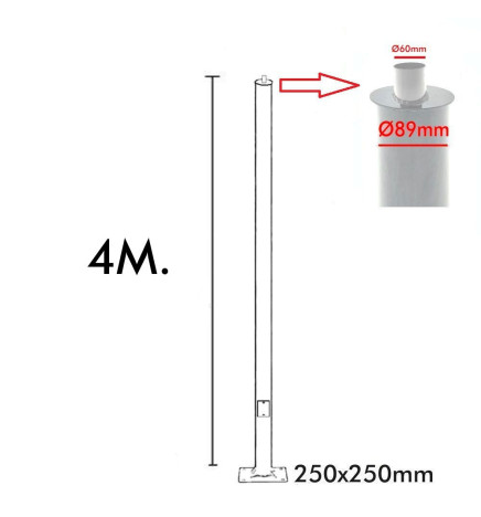 Søyle URBAN - Galvanisert- 3 meter - 4 meter