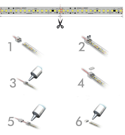KIT Silicone Glue for LED Strips + Connector + Cover + End Cap - IP65