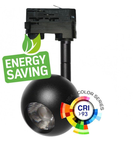 Faretto LED 10W FENIX -  NERO - Binario TRIFASE - CRI+93