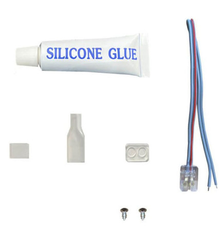 KIT Pegamento de Silicona para Tiras LED  + Conector + Funda + Tapon final - IP65