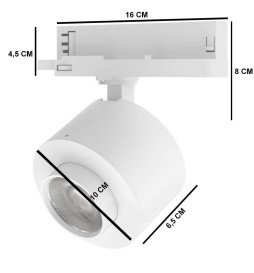 LED TrackLight 28W LEIPZIG - 3 Phase rails - VOSSLOH - Adjustable Optics 36º-60º