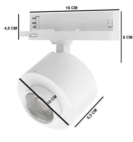 LED spotlight28W  LEIPZIG  3- fasetskinne - VOSSLOH - Justerbar optik - 36º-60º