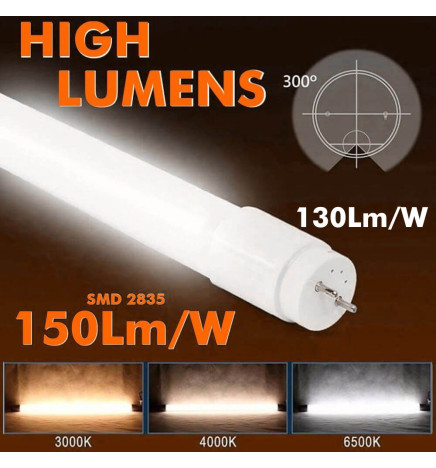Tube LED 20W Verre 150cm 300° - LUMINOSITÉ ÉLEVÉE - OSRAM CHIP