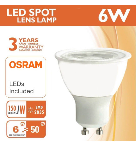 LED-lamppu - 6W - 38 ° GU10 - OSRAM CHIP DURIS E 2835