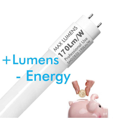 PACK 10 - LED Röhre Glas - 20W PRO  - 120cm T8 - 170 Lm/W - PRO MAX LUMENS - 3400Lm - NO FLICK