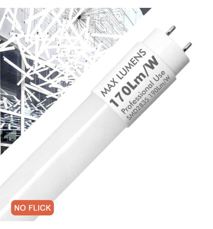 PACK 10 - LED Röhre Glas - 20W PRO  - 120cm T8 - 170 Lm/W - PRO MAX LUMENS - 3400Lm - NO FLICK