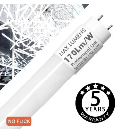 LED Lysstofrør Glas - 10W - 60cm T8 - 160 Lm/W - MAX LUMENS - 1600Lm