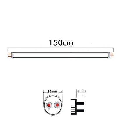 Tubo LED 25W Vidro 150cm T8 - 160 Lm/W - MAX LUMENS - 4000Lm