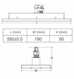Foco LED 75W LINEAR  ARENDAL Calha TRIFASICO - 58cm