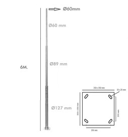 Verzinkter Pfosten für Laternenmasten - Troncoconica - 6 Meter