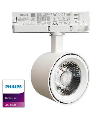 Foco LED 36W - 42W ODENSE Branco PHILIPS Driver Calha TRIFASICO - CRI+97