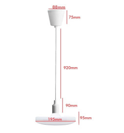 LED-riippuva valaisin - 26W - Valkoinen - E27 - Levy