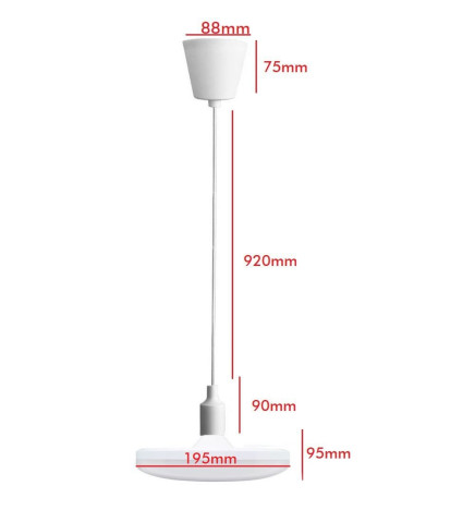 LED-riippuva valaisin - 26W - Valkoinen - E27 - Levy
