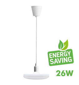 LED Pendellampa - 26W - Vit - E27 - Skylt