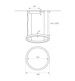 LED Pendellampe - Sirkulær Sort - 37W - SPACE VENUS - 60cm