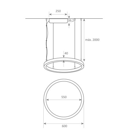 LED-riippuvalaisin - Pyöreä musta - 37W - SPACE VENUS - 60cm