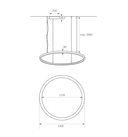 LED-riippuvalaisin - Pyöreä musta - 77W - SPACE VENUS - 120cm