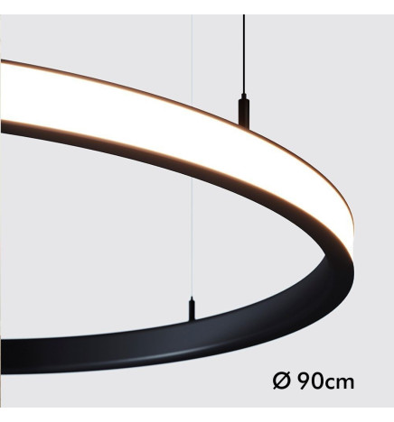 LED Pendel - Cirkulær Sort - 54W - SPACE VENUS - 90cm
