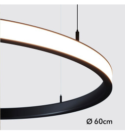 LED Pendel - Cirkulær Sort - 37W - SPACE VENUS - 60cm