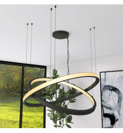 LED Pendant Lamp - Circular Black - 77W - SPACE VENUS - 120cm