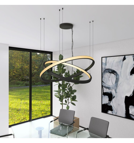 Suspension LED Circulaire Noire - 54W - SPACE VENUS - 90cm