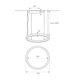 LED Pendellampe - Sirkulær Hvit - 37W - SPACE VENUS - 60cm