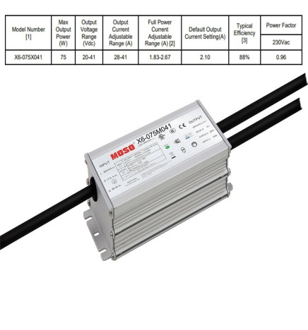 Driver Dimbar programmerbar - MOSO X6-075M  for LED-armaturer opp til 75W - 5 års garanti