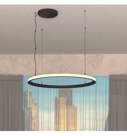 LED Pendel - Cirkulær Sort - 54W - SPACE VENUS - 90cm