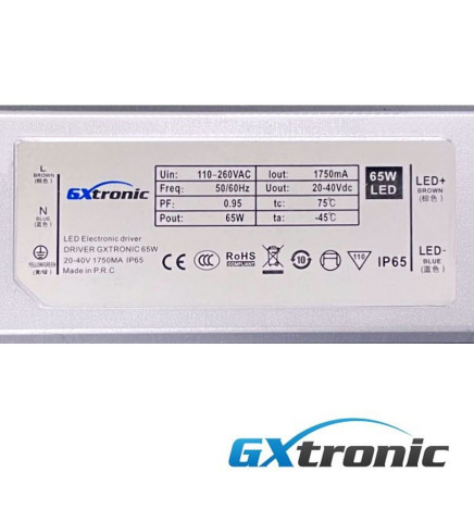 Driver for LED luminaire 65W - 1750mA  - IP65