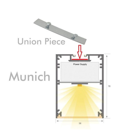 Pletina unión en aluminio - Luminaria Lineal - MUNICH -