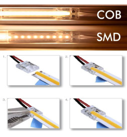 Läpinäkyvä liitin LED-nauhoille - COB + SMD - 8mm - 10mm - IP20