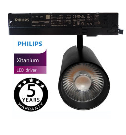 MAYA 3-Fas DRIVER PHILIPS Skena LED Spotlight 40W -34W - Svart -  CRI+92 - UGR13 - HIGH LUMEN 140Lm/W