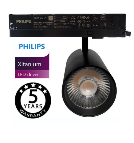 Foco LED 40W - 34W MAYA Negro Carril TRIFÁSICO DRIVER PHILIPS - CRI+92 - UGR13 - HIGH LUMEN 140Lm/W