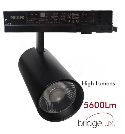 MAYA 3 Fase DRIVER PHILIPS LED-skinnespot 40W -34W  - Sort- CRI+92 - UGR13 - HIGH LUMEN 140Lm/W