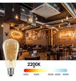 LED-lampa 7W E27 Filament Vintage Gold ST64 - dimbar