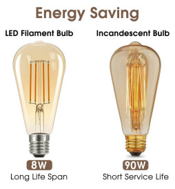 LED-lampa 7W E27 Filament Vintage Gold ST64 - dimbar