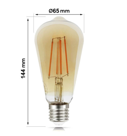 LED-pære 7W E27 Filament Vintage Gold ST64 - Dæmpbar
