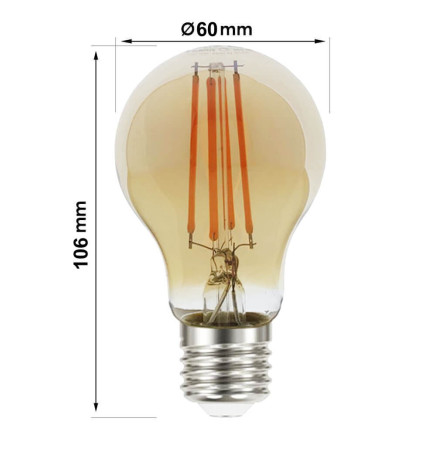 LED lyspære Filament E27 8W A60