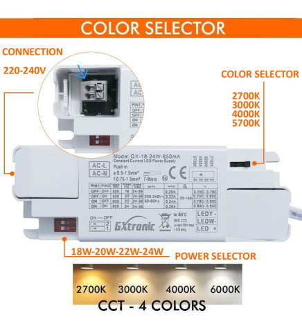 Encastrável 24W Circular - OSRAM CHIP DURIS E 2835 - CCT -  UGR19