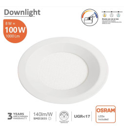 LED Downlight 8W Sirkulære - OSRAM CHIP DURIS E 2835 - CCT - UGR19