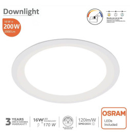 Downlight LED 16W Circular - OSRAM CHIP DURIS E 2835 - CCT - UGR19
