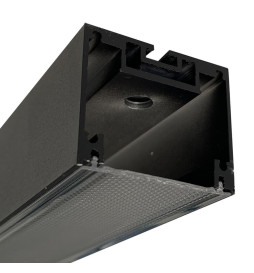 Aluminiumprofil -  Schwarz – POTSDAM – UGR 17 Mikroprisma-Diffusor – 2 Meter –Deckenaufbauleuchte + Pendelleuchte