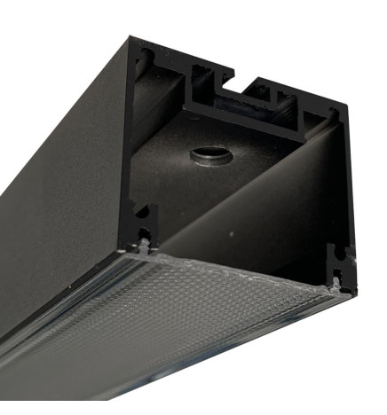 Aluminiumsprofil - Sort - POTSDAM - UGR 17 Micro Prism Diffuser -2 Meter -Overflademonteret loftslampe + pendel