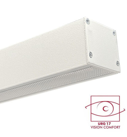 Aluminiumprofil -  Weiß – POTSDAM – UGR 17 Mikroprisma-Diffusor – 2 Meter –Deckenaufbauleuchte + Pendelleuchte