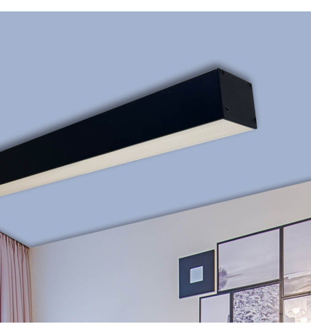 Aluminiumprofil -  Schwarz – POTSDAM – UGR 17 Mikroprisma-Diffusor – 2 Meter –Deckenaufbauleuchte + Pendelleuchte