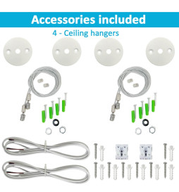 Profilé Aluminium - Blanc - POSTDAM - UGR17 Diffuseur Micro Prisme -2 Mètres - Réglette + Suspension