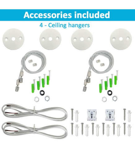 Aluminum Profile- White - POSTDAM - UGR17 Micro Prism Diffuser -2 Meters - Batten + Pendant