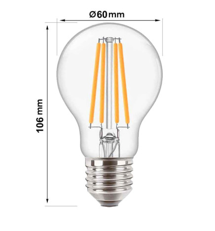 LED-pære filament E27 8W A60