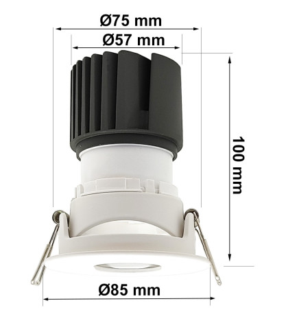 LED Downlight - 15W - Justerbar - TEKNISK HVID - CRI+92 - UGR13